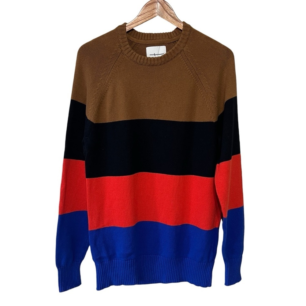American Eagle Outfitters Brown Black Orange Blue Knit Sweater Mens Size MT